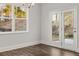 Breakfast nook with hardwood floors, french doors, and access to the backyard at 42 Parkview Dr, Dallas, GA 30157