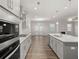 Modern kitchen with gray cabinets, stainless steel appliances, and a large island at 42 Parkview Dr, Dallas, GA 30157