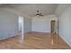 Main bedroom with hardwood floors and ceiling fan at 857 Garner Rd, Rockmart, GA 30153