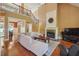 Spacious living room with hardwood floors, fireplace, and high ceilings at 15 Amberly Ln, Cartersville, GA 30121