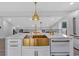 Contemporary kitchen showcasing a marble island with a gold sink and modern appliances at 5070 Alabama Ne Rd, Woodstock, GA 30188