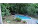 Backyard pool, surrounded by lush greenery, offering a serene and private oasis at 515 Lees Sw Trce, Marietta, GA 30064