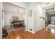 Welcoming entryway showcasing hardwood floors, dining room and traditional home design at 515 Lees Sw Trce, Marietta, GA 30064