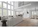 Bright open-concept living space with soaring ceilings, expansive windows, and modern finishes throughout at 6745 Dahlgren Ct, Cumming, GA 30028
