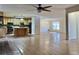 Kitchen features island, hardwood floors and access to dining area at 4653 Flat Bridge Sw Rd, Stockbridge, GA 30281