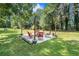 A beautiful backyard with a stylish fire pit area, perfect for gatherings and outdoor entertainment at 4656 Bryant Rd, Snellville, GA 30039