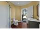 Basement bathroom with shower, toilet and exterior access at 164 Castlewood Rd, Tyrone, GA 30290