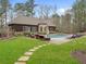Beautiful backyard with a pool, lounge chairs, lush green grass, and a patio for outdoor entertaining at 918 Big Horn Holw, Suwanee, GA 30024