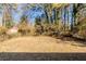 Large backyard with mature trees and a chain link fence at 3582 Swallow Ln, Decatur, GA 30032