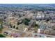 Aerial view showcasing a single-Gathering home with a detached garage at 153 Oak St, Hiram, GA 30141