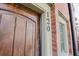 Brick building exterior, featuring a wooden door and address number at 3371 Dogwood Dr # 120, Hapeville, GA 30354