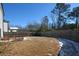 Large backyard with a fenced perimeter and some patchy snow at 129 Warbler Way, Mcdonough, GA 30253