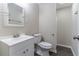 Basement bathroom with white vanity, toilet and shower at 3887 Mcgill Ln, Decatur, GA 30034