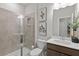 Clean bathroom with shower and vanity at 72 Sheryl Way, Loganville, GA 30052
