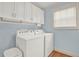 Laundry room with washer, dryer, and upper cabinets at 3649 Pinehill Cir, Acworth, GA 30101