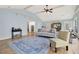 Spacious living room with hardwood floors and access to kitchen at 3649 Pinehill Cir, Acworth, GA 30101