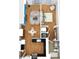 Detailed condo floor plan showcasing the layout of the kitchen, living room, bedroom, and bathrooms at 860 Peachtree Ne St # 2506, Atlanta, GA 30308