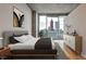 Bedroom showcasing city views, neutral tones, and contemporary furnishings at 860 Peachtree Ne St # 2506, Atlanta, GA 30308