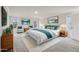 Comfortable staged bedroom with neutral walls, carpet, furnishings, and natural light at 261 Martin Spring Rd, Lawrenceville, GA 30045