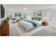 Comfortable staged bedroom with neutral walls, carpet, furnishings, and natural light at 261 Martin Spring Rd, Lawrenceville, GA 30045