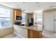 Modern galley kitchen with granite counters at 32 Peachtree Nw St # 804, Atlanta, GA 30303