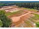 Aerial view of construction site with roads cut and excavation underway at 48 Easton Park Blvd, Dallas, GA 30157