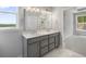 Elegant bathroom featuring double vanity, modern fixtures, and a large mirror in a well-lit setting at 48 Easton Park Blvd, Dallas, GA 30157