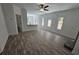 Open living area with hardwood floors and kitchen island at 420 Florence Rd, Douglasville, GA 30134