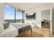 Main bedroom with city views and hardwood floors at 788 W Marietta Nw St # 1513, Atlanta, GA 30318