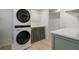 Basement laundry room with washer, dryer, and built-in shelving at 1736 Ridge Valley Ct, Atlanta, GA 30327