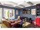 Finished basement with a bar, seating area, and a large TV at 9060 Selborne Ln, Chattahoochee Hills, GA 30268