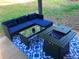 Outdoor patio area with comfortable seating, stylish decor, and a modern fire pit at 4064 Chimney Ridge Way, Ellenwood, GA 30294
