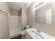 Bathroom with shower, toilet, and vanity at 5370 Biffle Ln, Stone Mountain, GA 30088