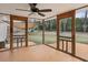 Screened in sunroom with outdoor views and a ceiling fan at 2947 Dunnington Cir, Chamblee, GA 30341