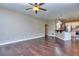 Bright living room with hardwood floors and kitchen views at 1665 Reynolds Mill Dr, Lawrenceville, GA 30043