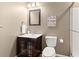 Basement bathroom with dark vanity and shower at 4455 Leesburg Rd, Marietta, GA 30066