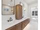 Modern bathroom with double vanity, frameless shower, and freestanding bathtub at 1820 Lake Dow Rd, Mcdonough, GA 30252