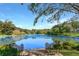 A tranquil pond with clear blue water, framed by lush greenery, providing a serene and picturesque view at 812 Stratford Rd, Avondale Estates, GA 30002