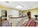 Upper hallway with skylight, chandelier, and hardwood floors at 3456 Paces Nw Pl, Atlanta, GA 30327