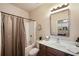 Clean bathroom with shower/tub combo, vanity, and mirror at 3898 High Dove Sw Way # 12, Smyrna, GA 30082