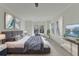 Bright bedroom with a large bed, modern decor, and beautiful windows offering scenic views at 7650 Abbey Glen Dr, Cumming, GA 30028