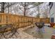 Private backyard patio with small table, chairs, and gravel landscaping at 2587 Alvecot Cir, Atlanta, GA 30339