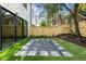 Small backyard with artificial turf, gravel patio, and wooden fence at 622 Bellemeade Nw Ave # 7, Atlanta, GA 30318