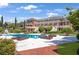 Beautiful pool and patio with multiple seating areas and manicured landscaping at 5200 Moore Rd, Suwanee, GA 30024