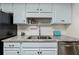 Modern kitchen featuring granite countertops, stainless steel sink, and light blue cabinetry at 2479 Cedar Canyon Se Rd # 2479, Marietta, GA 30067