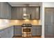Modern kitchen with gray cabinets and stainless steel appliances at 2950 Mount Wilkinson Se Pkwy # 304, Atlanta, GA 30339