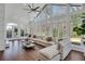 Light-filled living room with floor-to-ceiling windows, hardwood floors and comfortable seating at 7110 Brandon Mill, Sandy Springs, GA 30328