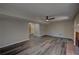Finished basement offers neutral walls, stylish wood floors and fireplace at 3640 Autumn View Nw Dr, Acworth, GA 30101
