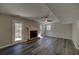 Finished basement offers neutral walls, stylish wood floors and fireplace at 3640 Autumn View Nw Dr, Acworth, GA 30101