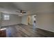 Finished basement offers neutral walls, stylish wood floors and fireplace at 3640 Autumn View Nw Dr, Acworth, GA 30101